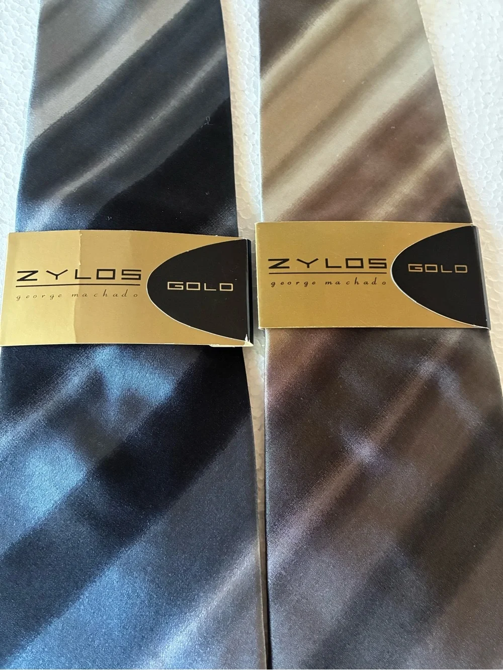 Zylos 100% Silk 2 Tie Combo - Blue and Gold